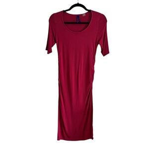 Seraphine Burgundy Maternity 1/2 Sleeve Shift Dress